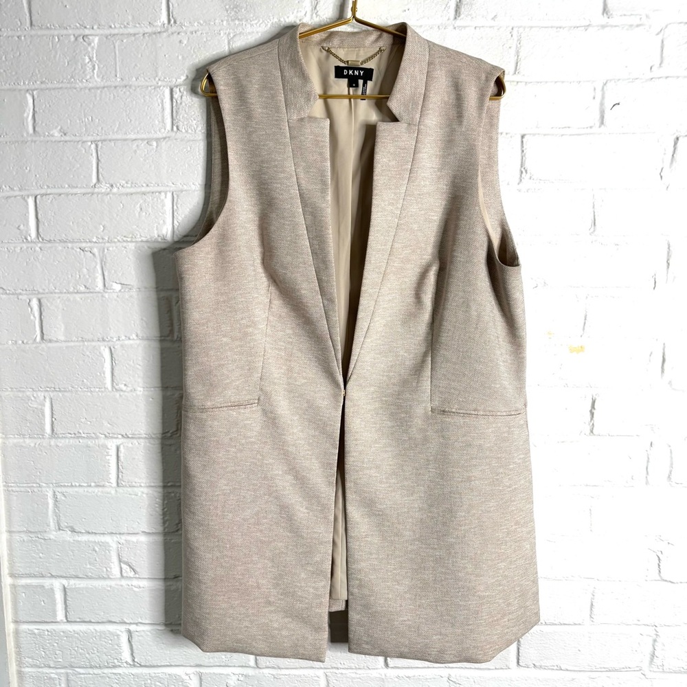 DKNY Sleeveless long Beige Vest Sz 18